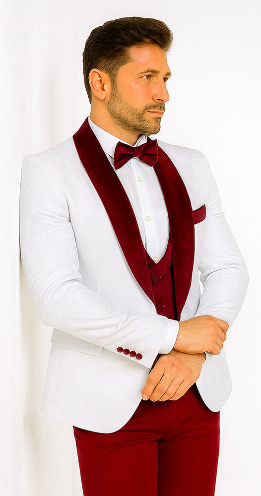Rossi Man RM1480 – Men’s 3-Piece Smoking Style Tuxedo Suit - Elegant Modern Formalwear