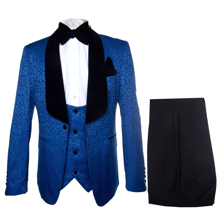 Rossi Man RM1483 – Slim Fit Smoking Style 3-Piece Tuxedo for Men - Elegant Modern Formalwear