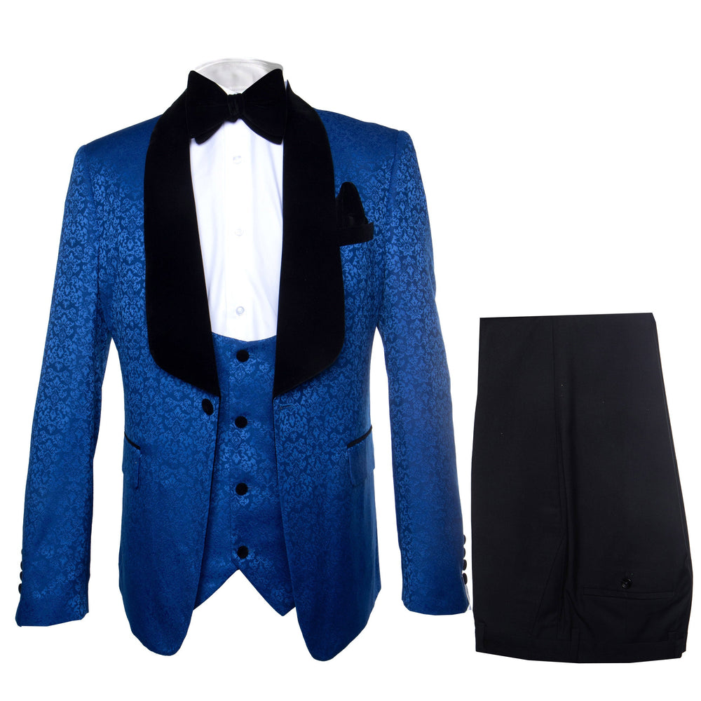 Rossi Man RM1483 – Slim Fit Smoking Style 3-Piece Tuxedo for Men - Elegant Modern Formalwear