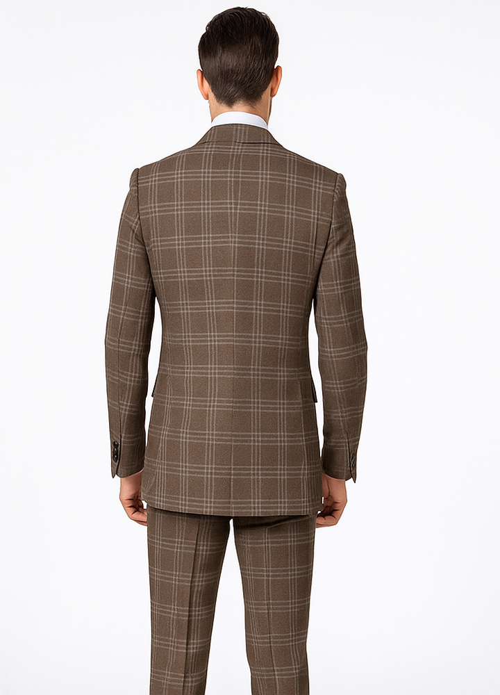 Rossi Man RM1798 – Classic Milano Fit Double-Breasted Checkered Suit for All Occasions