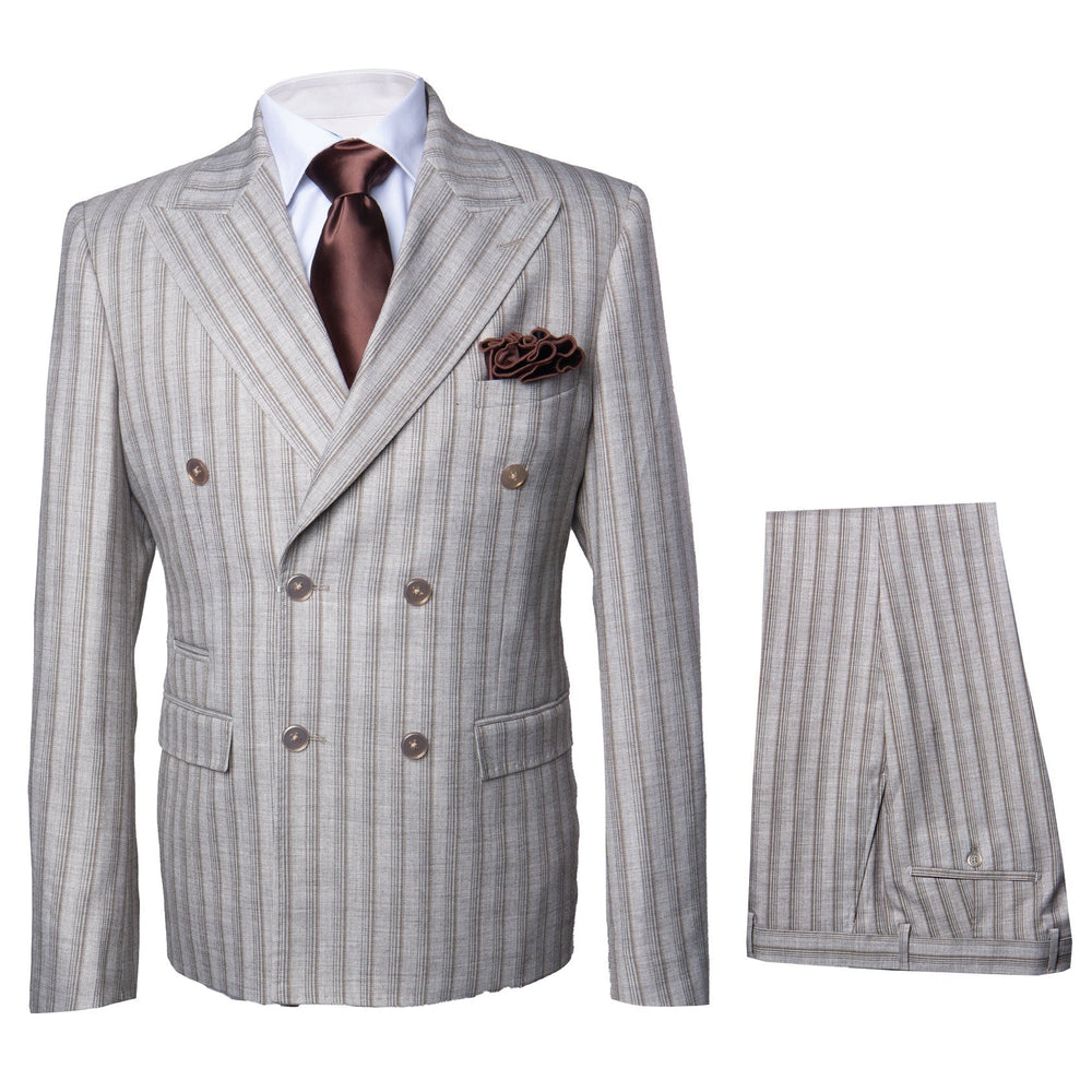 Rossi Man RM1845 – Premium Milano Fit Men’s Double-Breasted Striped Suit for Formal & Casual Events