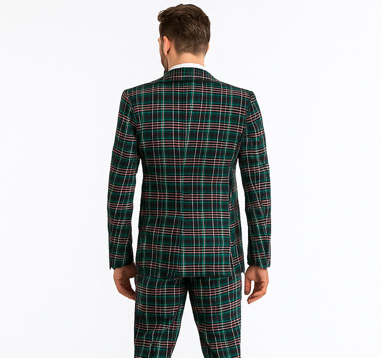Rossi Man RM2311 – Premium Milano Fit Men’s 3-Piece Plaid Suit for Formal & Special Events