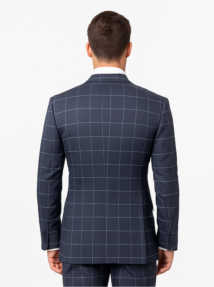Rossi Man RM2312 – Classic Milano Fit Men’s 3-Piece Checkered Suit for Business & Formal Wear