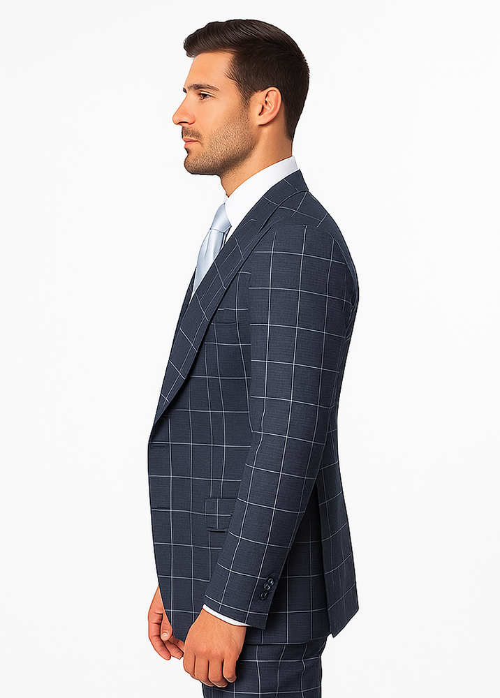 Rossi Man RM2312 – Classic Milano Fit Men’s 3-Piece Checkered Suit for Business & Formal Wear