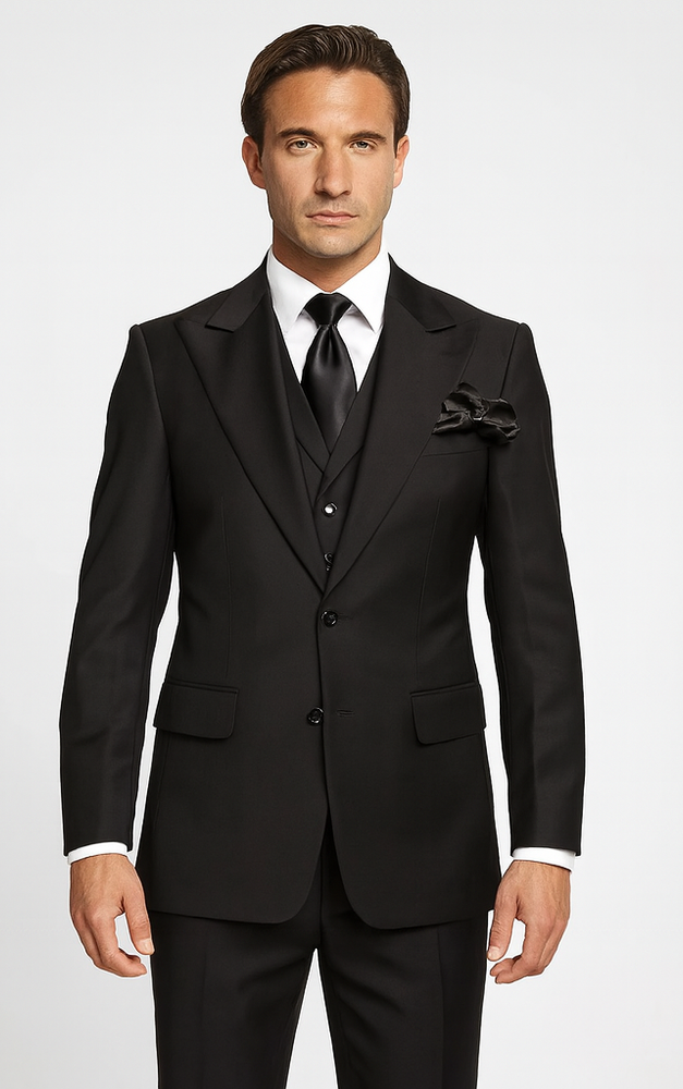 Rossi Man Sam RM2301 Black Slim Fit Suit – Men’s Modern Formalwear