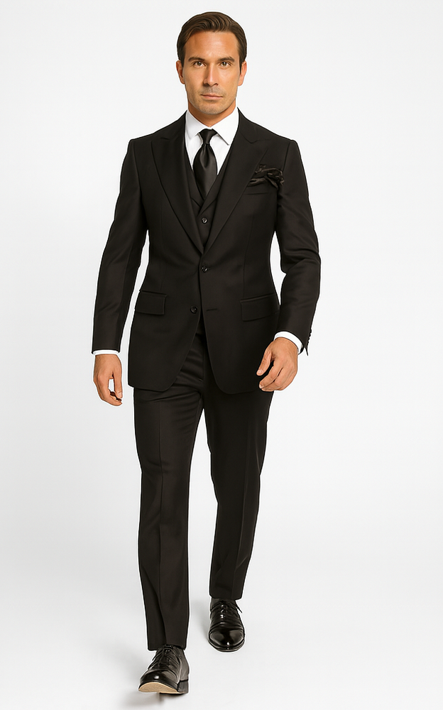 Rossi Man Sam RM2301 Black Slim Fit Suit – Men’s Modern Formalwear