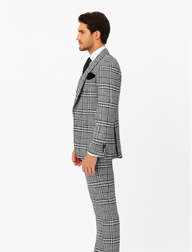 Rossi Man Sam RM2310 – Premium Milano Fit Men’s 3-Piece Plaid Suit for Formal & Casual Events