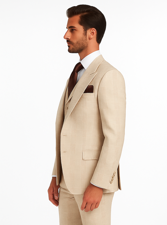 Rossi Man Sam RM2314 – Elegant Milano Tailored 3-Piece Plaid Suit