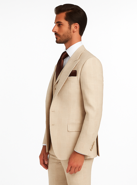 Rossi Man Sam RM2314 – Elegant Milano Tailored 3-Piece Plaid Suit