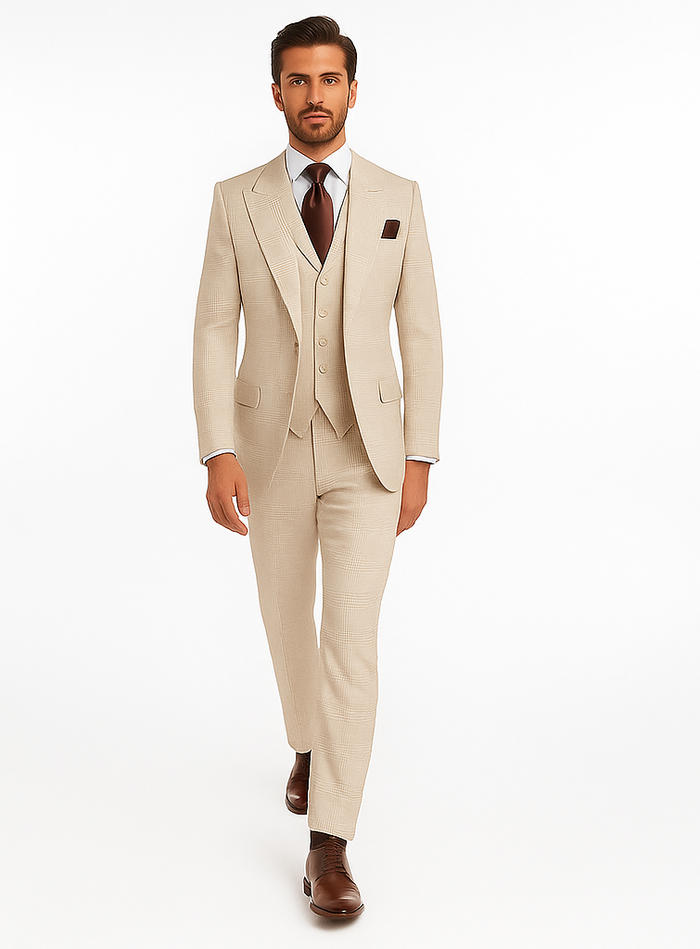 Rossi Man Sam RM2314 – Elegant Milano Tailored 3-Piece Plaid Suit