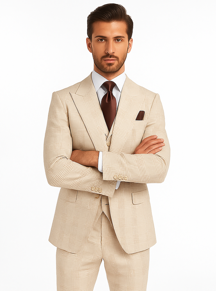 Rossi Man Sam RM2314 – Elegant Milano Tailored 3-Piece Plaid Suit