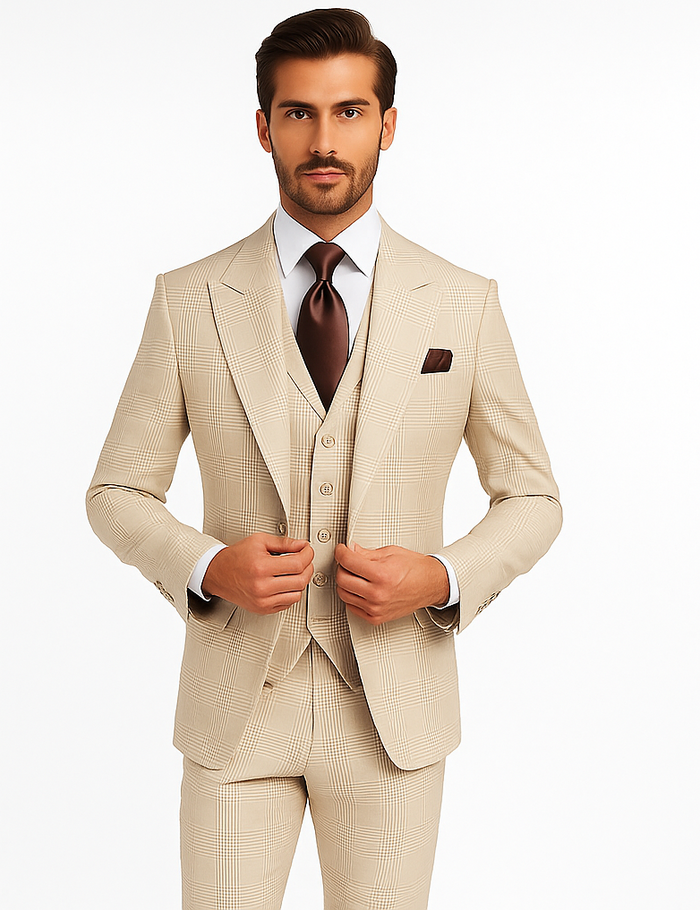 Rossi Man Sam RM2314 – Elegant Milano Tailored 3-Piece Plaid Suit