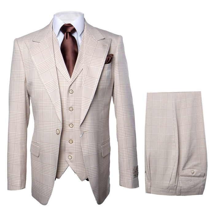 Rossi Man Sam RM2314 – Elegant Milano Tailored 3-Piece Plaid Suit