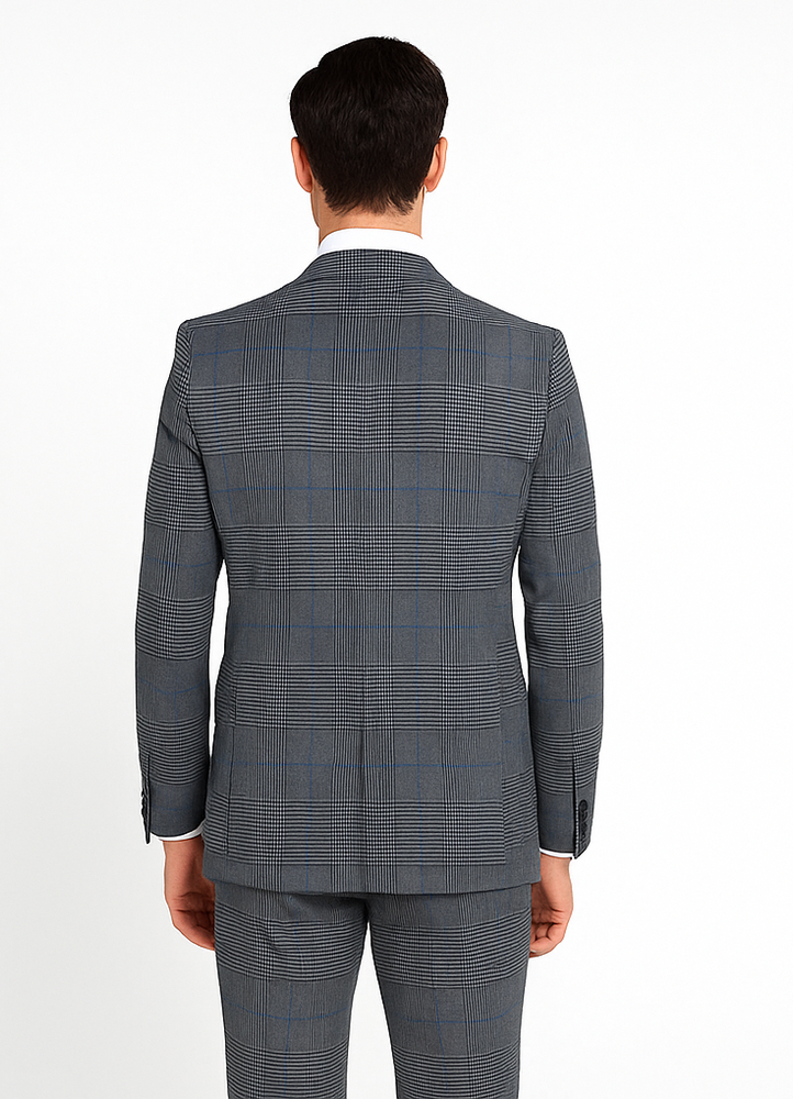 Rossi Man Sam RM2315 – Premium Milano Fit Men’s 3-Piece Plaid Suit for Business & Formal Wear