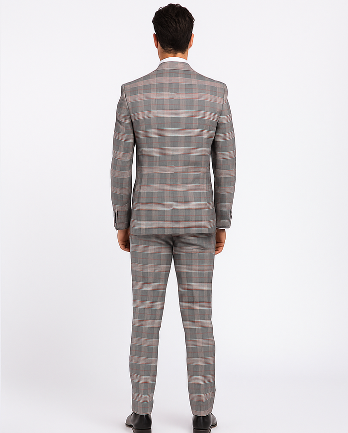 Rossi Man Sam RM2316 – Premium Milano Fit Men’s 3-Piece Plaid Suit for Formal & Business Wear