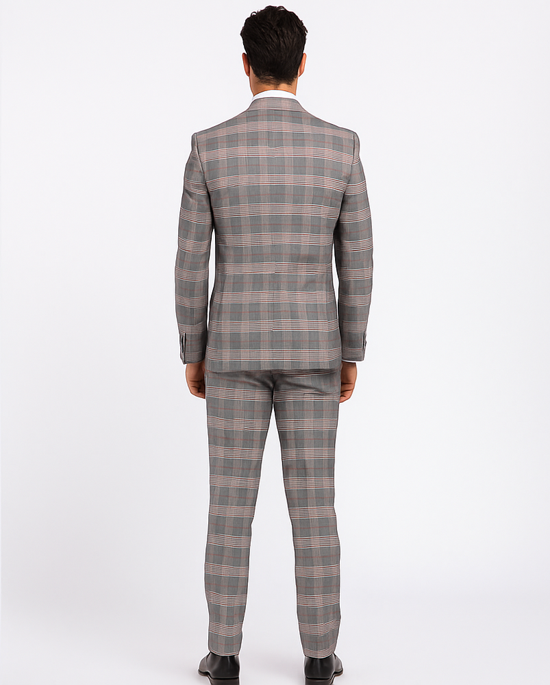 Rossi Man Sam RM2316 – Premium Milano Fit Men’s 3-Piece Plaid Suit for Formal & Business Wear