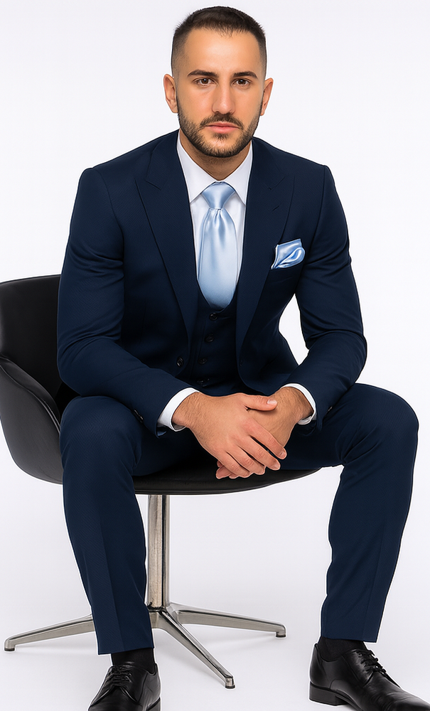 Rossi Man Sydney II RM1311 – Premium 3 Piece Modern Fit Suit for Stylish Gentlemen -  Formalwear