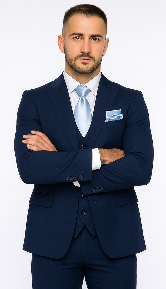 Rossi Man Sydney II RM1311 – Premium 3 Piece Modern Fit Suit for Stylish Gentlemen -  Formalwear