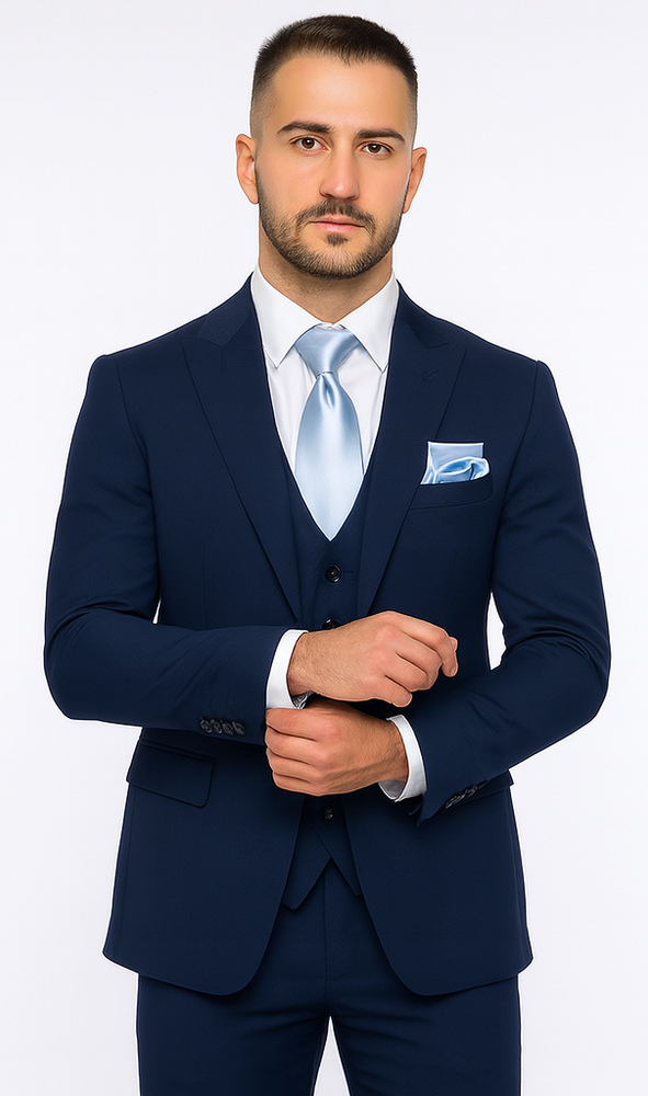 Rossi Man Sydney II RM1311 – Premium 3 Piece Modern Fit Suit for Stylish Gentlemen -  Formalwear