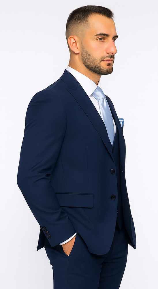 Rossi Man Sydney II RM1311 – Premium 3 Piece Modern Fit Suit for Stylish Gentlemen -  Formalwear