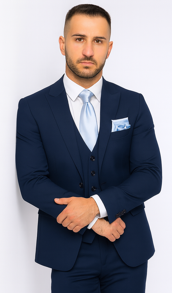 Rossi Man Sydney II RM1311 – Premium 3 Piece Modern Fit Suit for Stylish Gentlemen -  Formalwear
