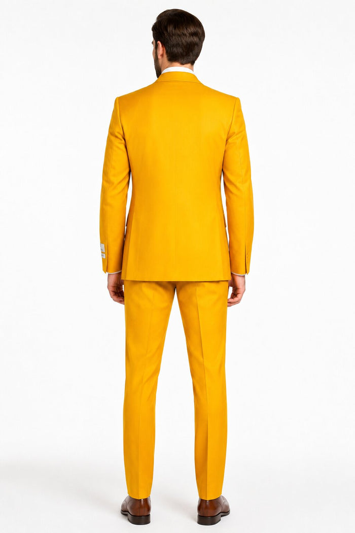 Rossi Man ELI RM103 – Modern Fit 3-Piece Men’s Suit in Bold Yellow