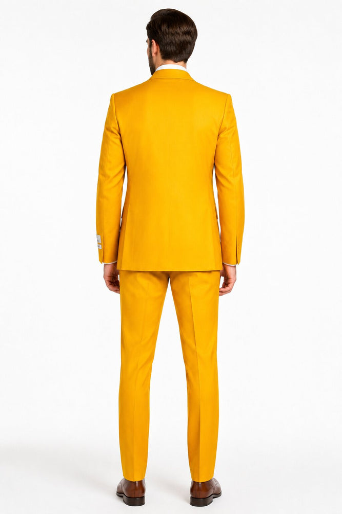 Rossi Man ELI RM103 – Modern Fit 3-Piece Men’s Suit in Bold Yellow