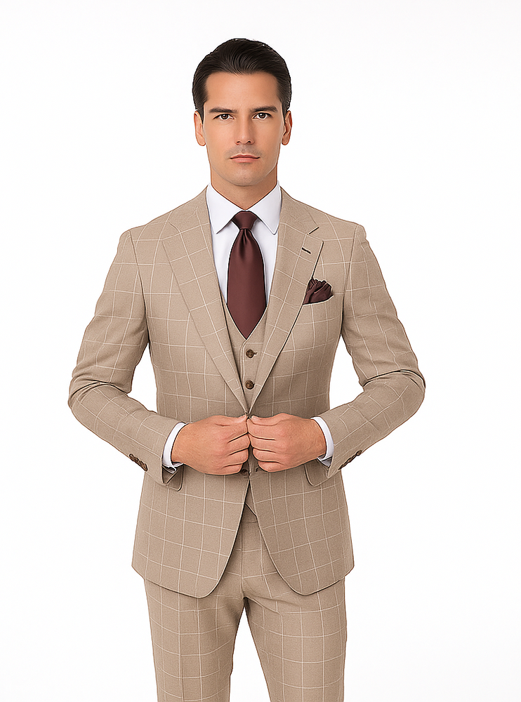 Rossi Man Tom RM1852 – Stylish Men’s Tailored 3-Piece Suit for Formal Elegance -Modern Fit