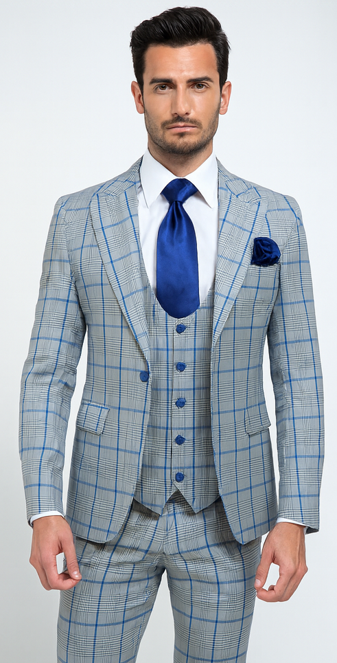 Rossi Man Tom RM1856 – Modern Fit 2-Piece Men’s Suit for Stylish Gentlemen - Tailored Elegance