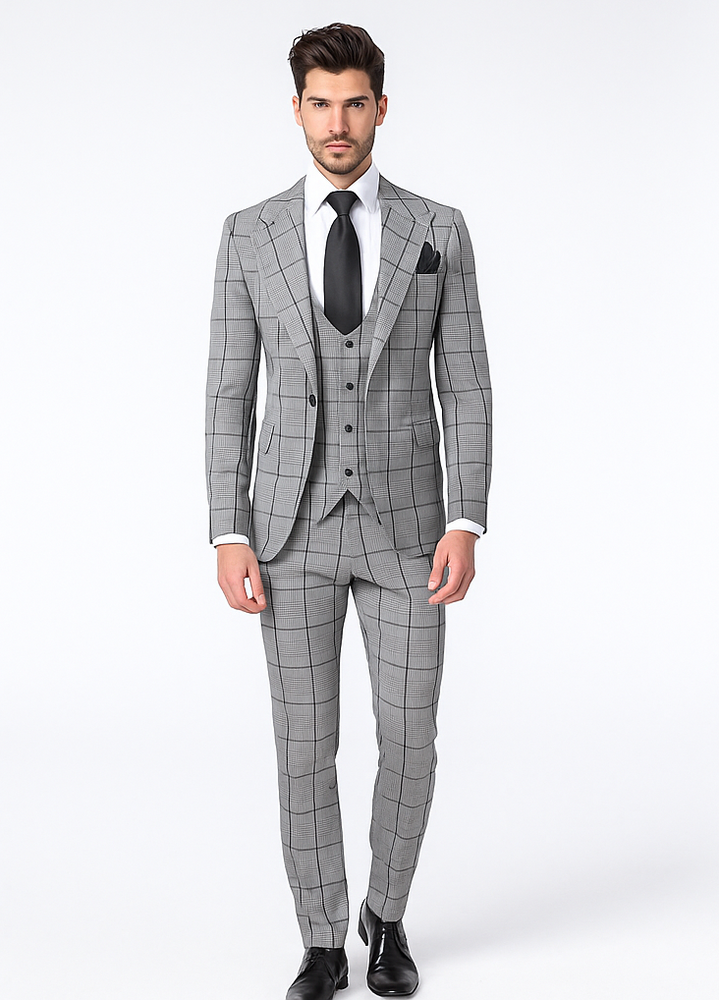Rossi Man Tom RM1855 – Elegant Men’s Tailored 3-Piece Suit for Formal Occasions - Modern Fit