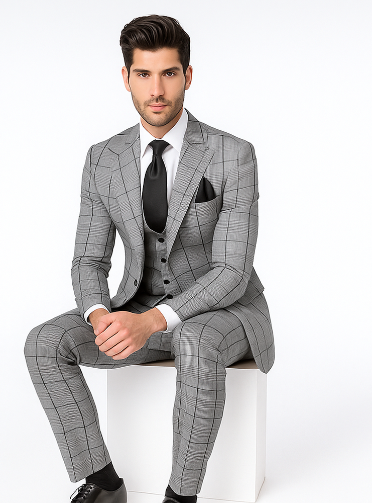 Rossi Man Tom RM1855 – Elegant Men’s Tailored 3-Piece Suit for Formal Occasions - Modern Fit