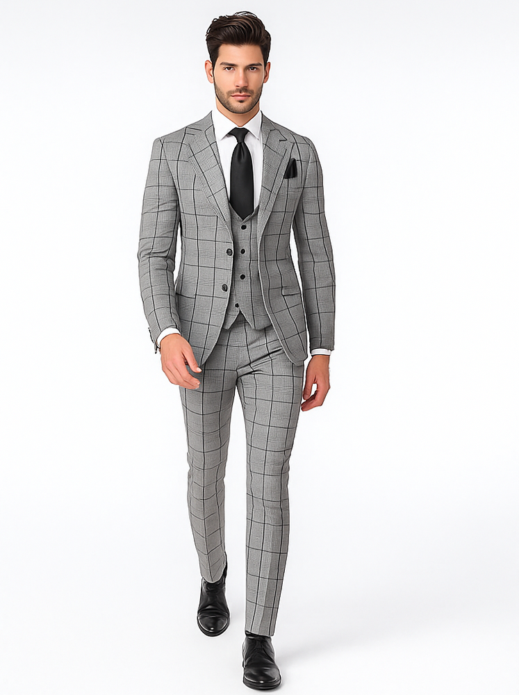 Rossi Man Tom RM1855 – Elegant Men’s Tailored 3-Piece Suit for Formal Occasions - Modern Fit