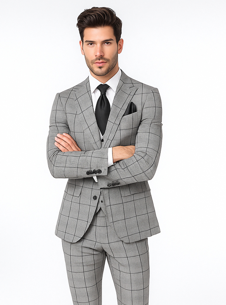 Rossi Man Tom RM1855 – Elegant Men’s Tailored 3-Piece Suit for Formal Occasions - Modern Fit
