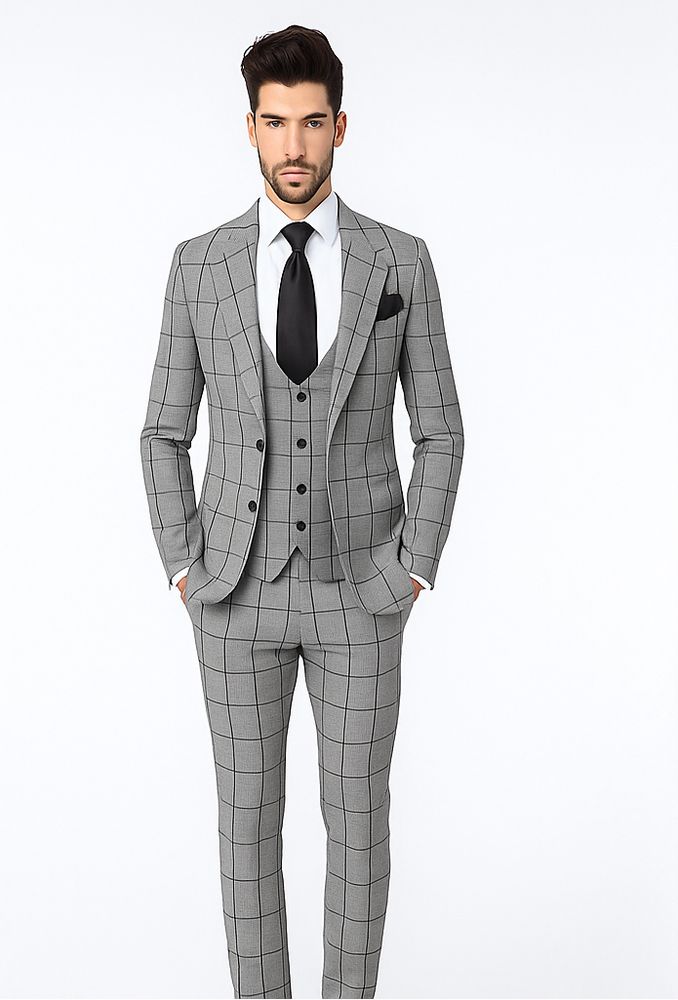 Rossi Man Tom RM1855 – Elegant Men’s Tailored 3-Piece Suit for Formal Occasions - Modern Fit