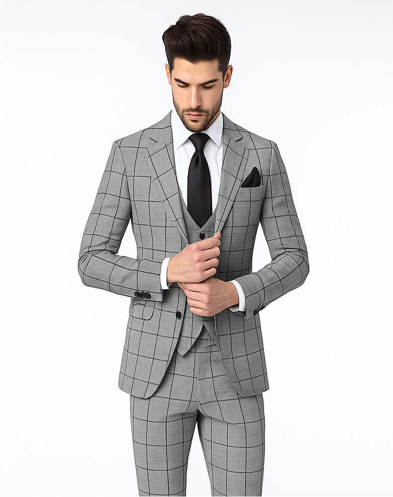 Rossi Man Tom RM1855 – Elegant Men’s Tailored 3-Piece Suit for Formal Occasions - Modern Fit