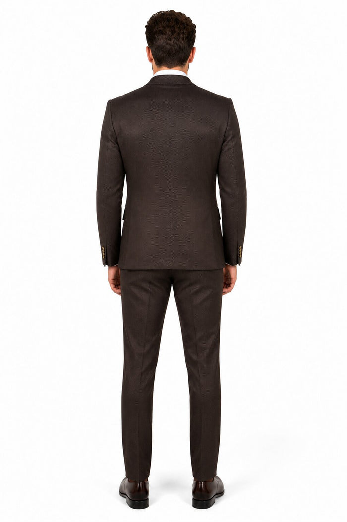 Rossi Man BOND RM1753 Slim Fit 3-Piece Suit – 1-Button Peak Lapel, Modern Formalwear for Men