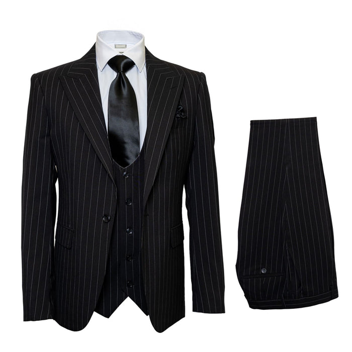 Rossiman Executive Noir Pinstripe 3-Piece Power Suit