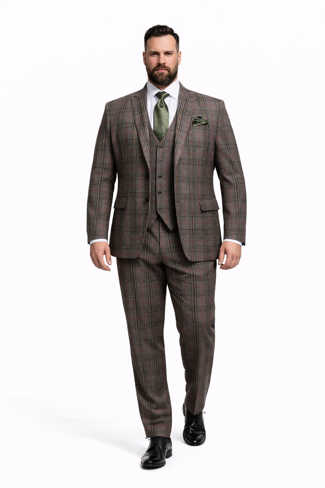 Rossiman Heritage Brown & Olive Plaid 3-Piece Gentleman’s Suit