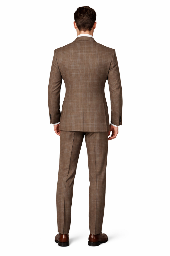 Brown Windsor Plaid Double-Breasted 3-Piece Executive Suit by Rossiman