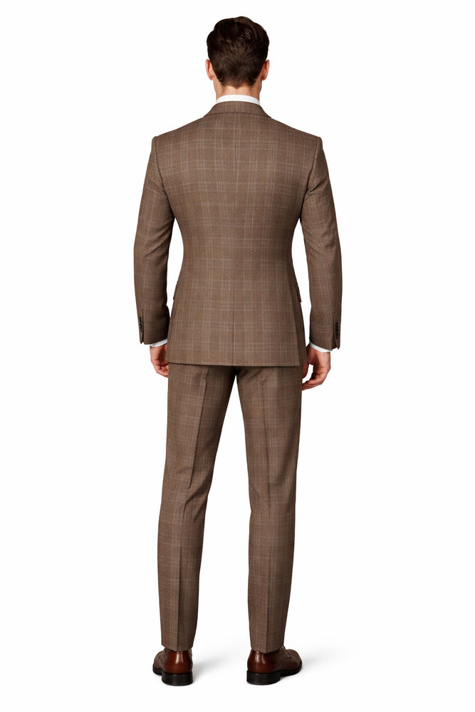 Brown Windsor Plaid Double-Breasted 3-Piece Executive Suit by Rossiman