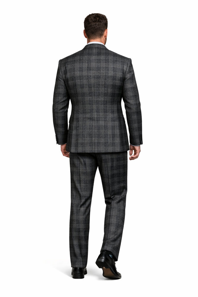 Rossiman Imperial Charcoal Plaid Double Breasted Suit