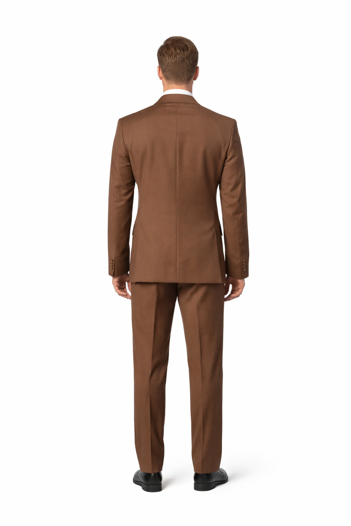 Rich Chestnut Double-Breasted Executive Suit by Rossiman