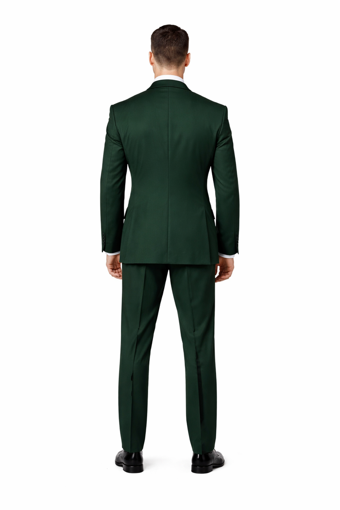 Emerald Regent Satin-Lapel 3-Piece Formal Tuxedo Suit by Rossiman