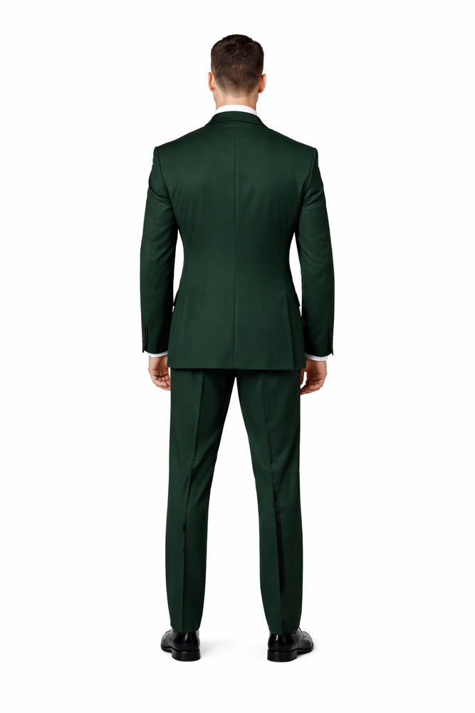 Emerald Regent Satin-Lapel 3-Piece Formal Tuxedo Suit by Rossiman