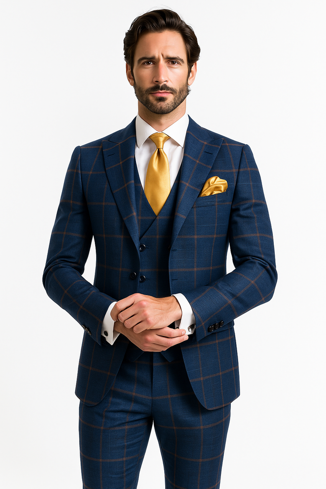 Rossi Man Max RM1840 – Slim Fit 3-Piece Formal Suit for Men
