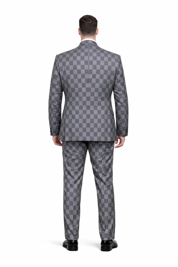 Grey Checkerboard Elite 3-Piece Tailored Suit by Rossiman