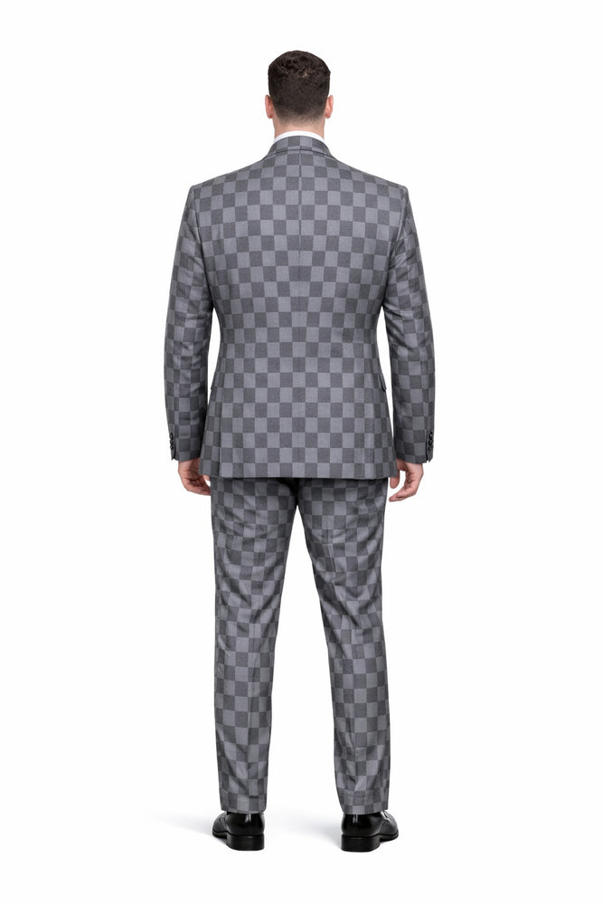 Grey Checkerboard Elite 3-Piece Tailored Suit by Rossiman