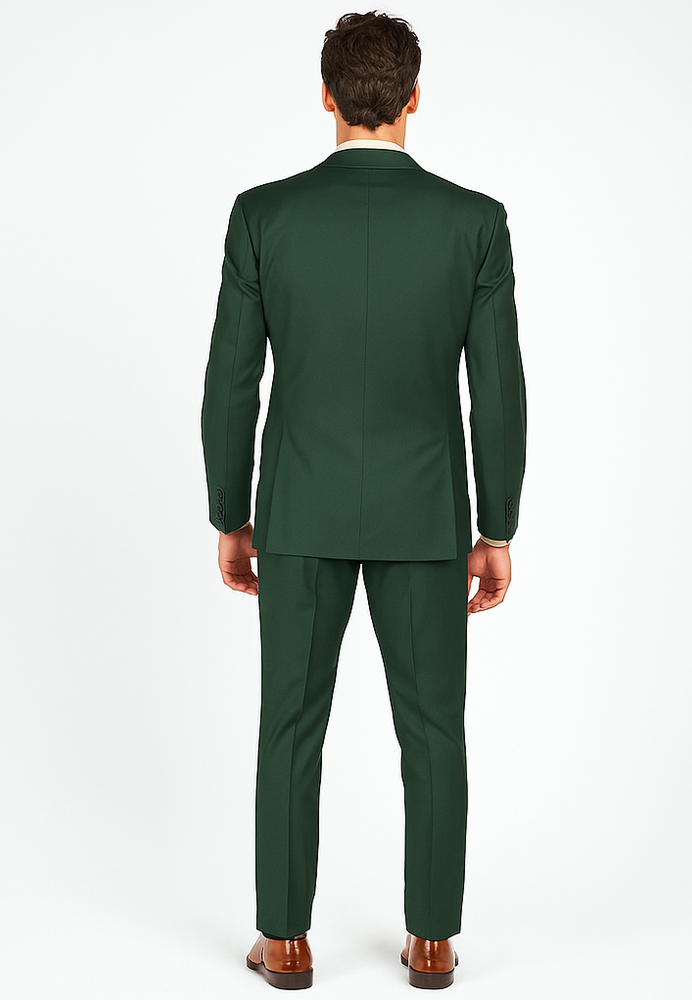 Rossiman Hunter Green Slim Fit Men’s Suit | 3-Piece Vested Set with Flat Front Trousers – Italian Tailored Elegance