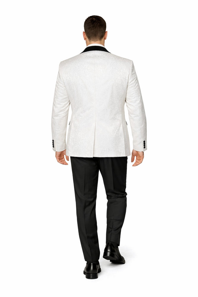 Ivory Noir Velvet-Lapel 3-Piece Tuxedo by Rossiman