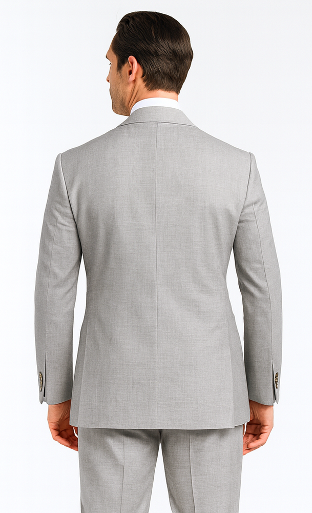 Rossiman Men’s Grey Wool Suit – Classic Fit with Baggy Pleated Wide-Leg Trousers